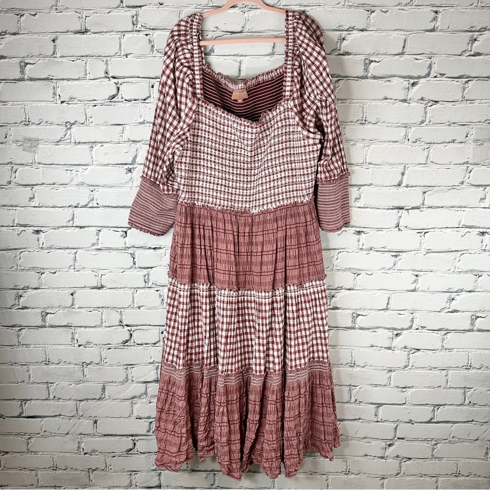 JessaKae Annabelle Plaid Maxi Dress 4x Smocked Tiered Cottagecore Prairiecore - Picture 10 of 14